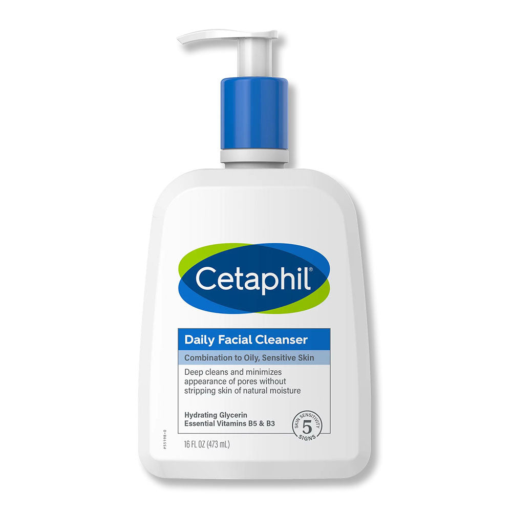 Cetaphil Daily Facial Cleanser Liquid, Oily and Sensitive Skin, 16 Oz